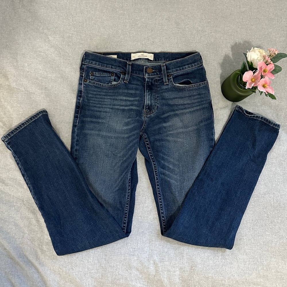 Hollister Mens Skinny Denim Jeans in a Dark/mid wash in 29W, 32L - Picture 1 of 4